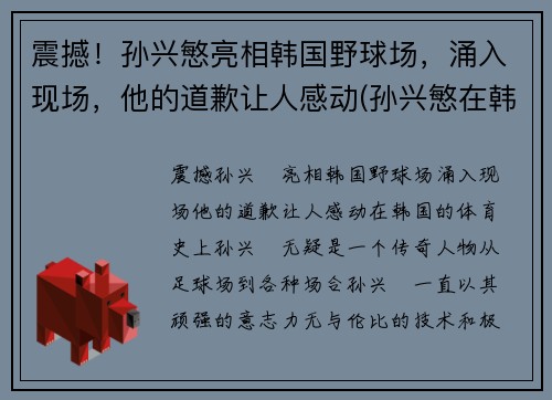震撼！孙兴慜亮相韩国野球场，涌入现场，他的道歉让人感动(孙兴慜在韩国有多火2020)